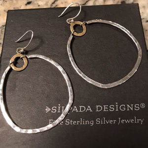 Silpada Dynamic Duo Brass S .Silvr Earrings W3148